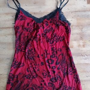 Express Scarlet and Ebony Patterned Chemise